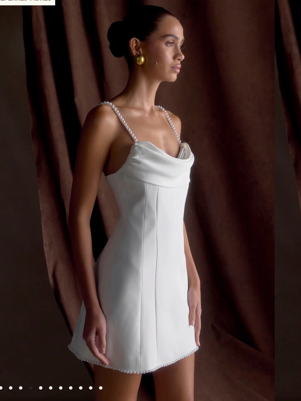 Liliane White ivory Pearl-Trim Mini Dress